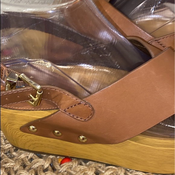 Sam Edelman Bentlee Wood Effect Flatform Heeled Sandals - Picture 11 of 12